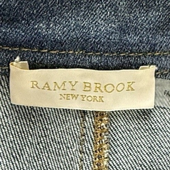 Ramy Brook Denim Wrap Skirt Flap Aztec Woven Panel Boho Sz 10 Bohemian western - Picture 6 of 9